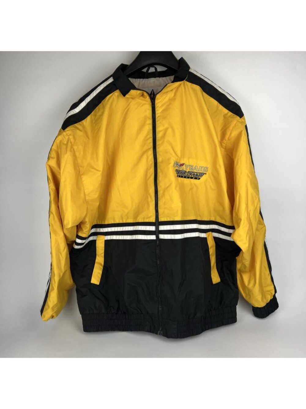 Vintage Corvette Evolution Windbreaker Jacket Men's Large Yellow Black